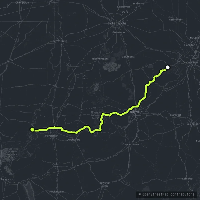 The Ohio River Scenic Byway map