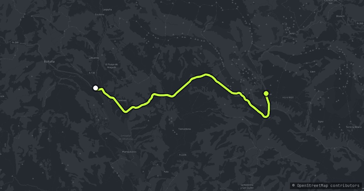 The Pyrenean Axis - Ainsa to Campo map