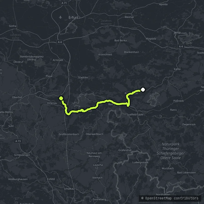 The Rennsteig and the Thuringer Wald map