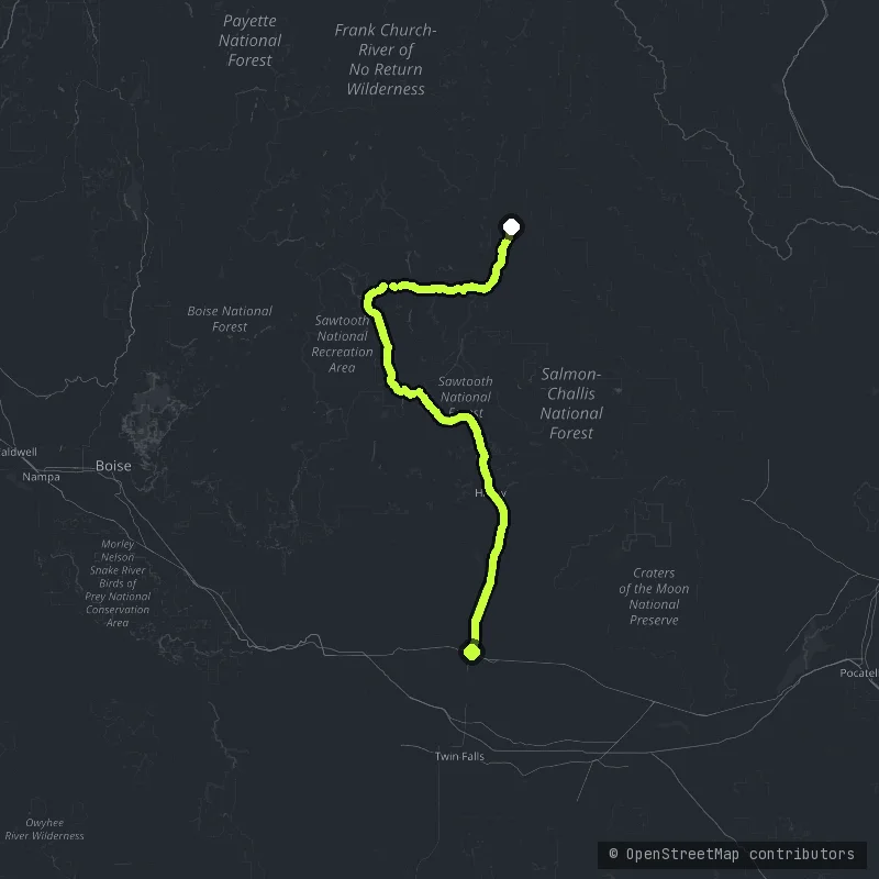 The Sawtooth Scenic Byway map