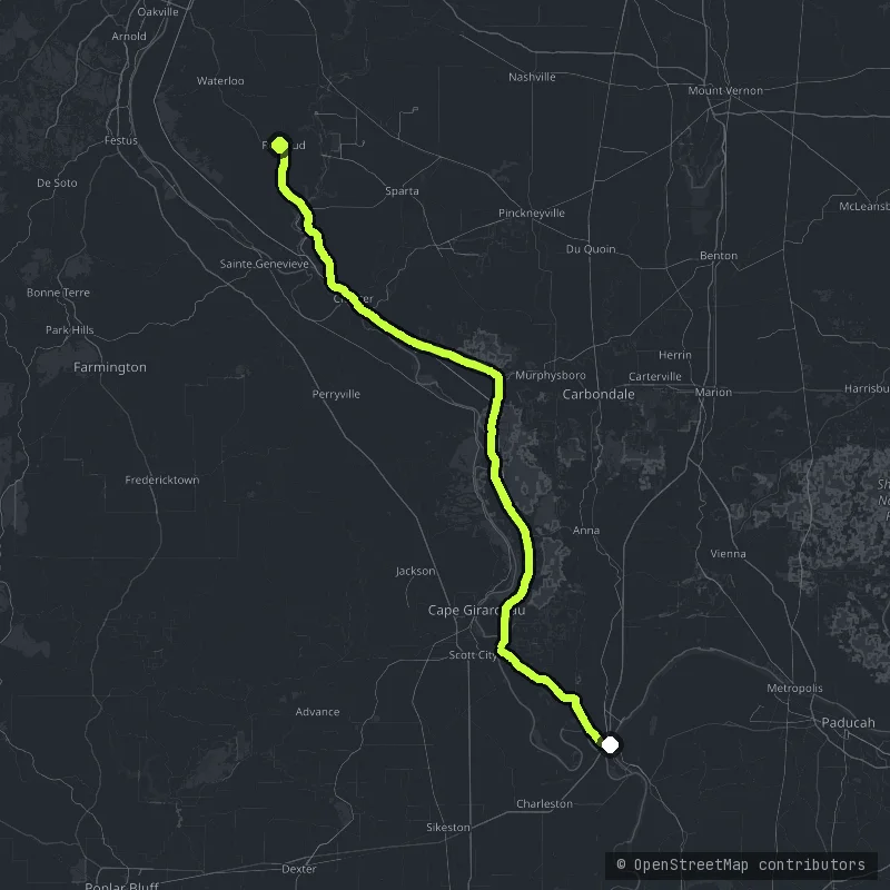 The Shawnee Hills Scenic Byway map