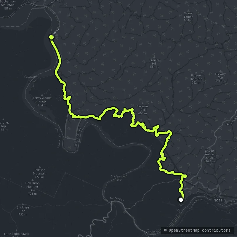 The Tail of the Dragon map
