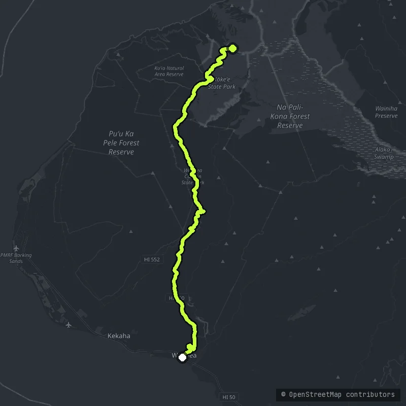 The Waimea Canyon Drive map