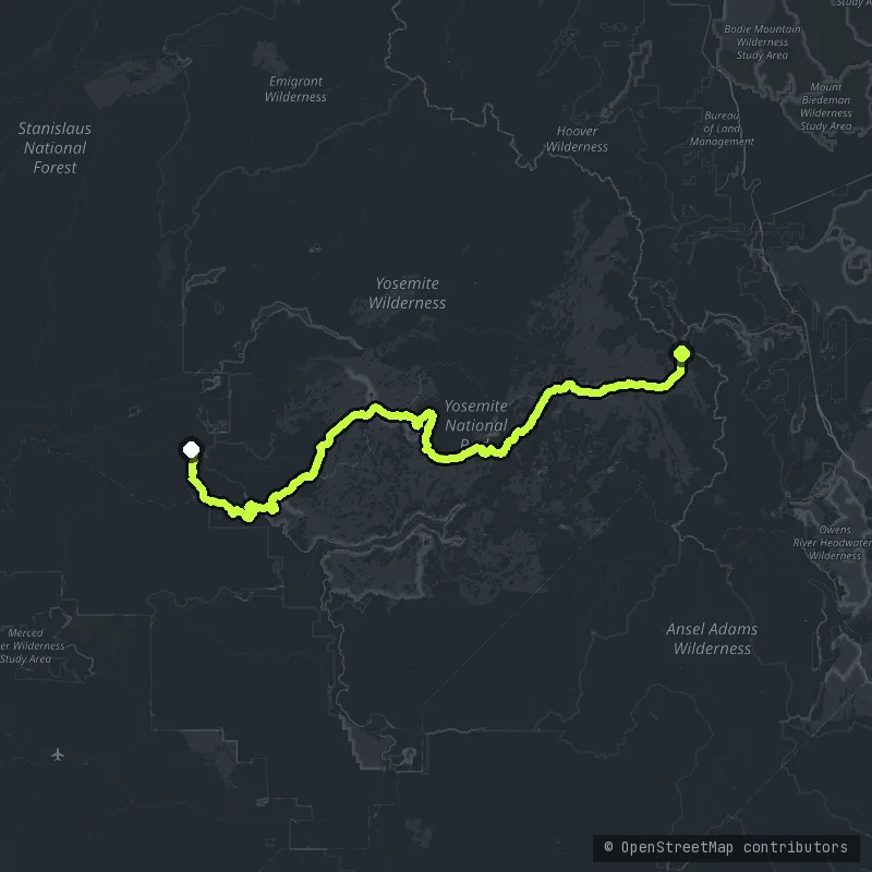 Tioga Road/Big Oak Flat Road map