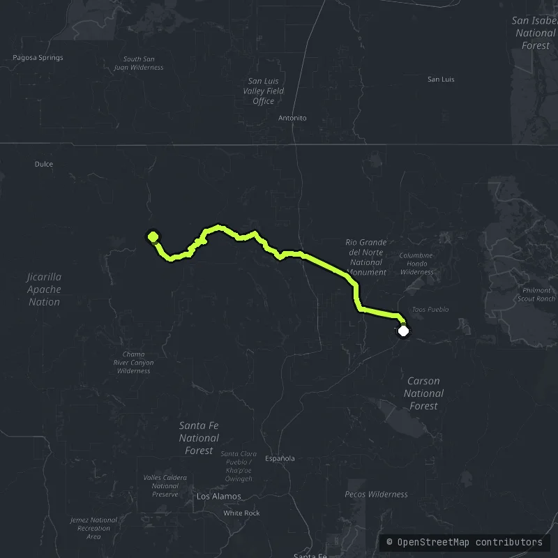 Tres Piedras to Tierra Amarilla map