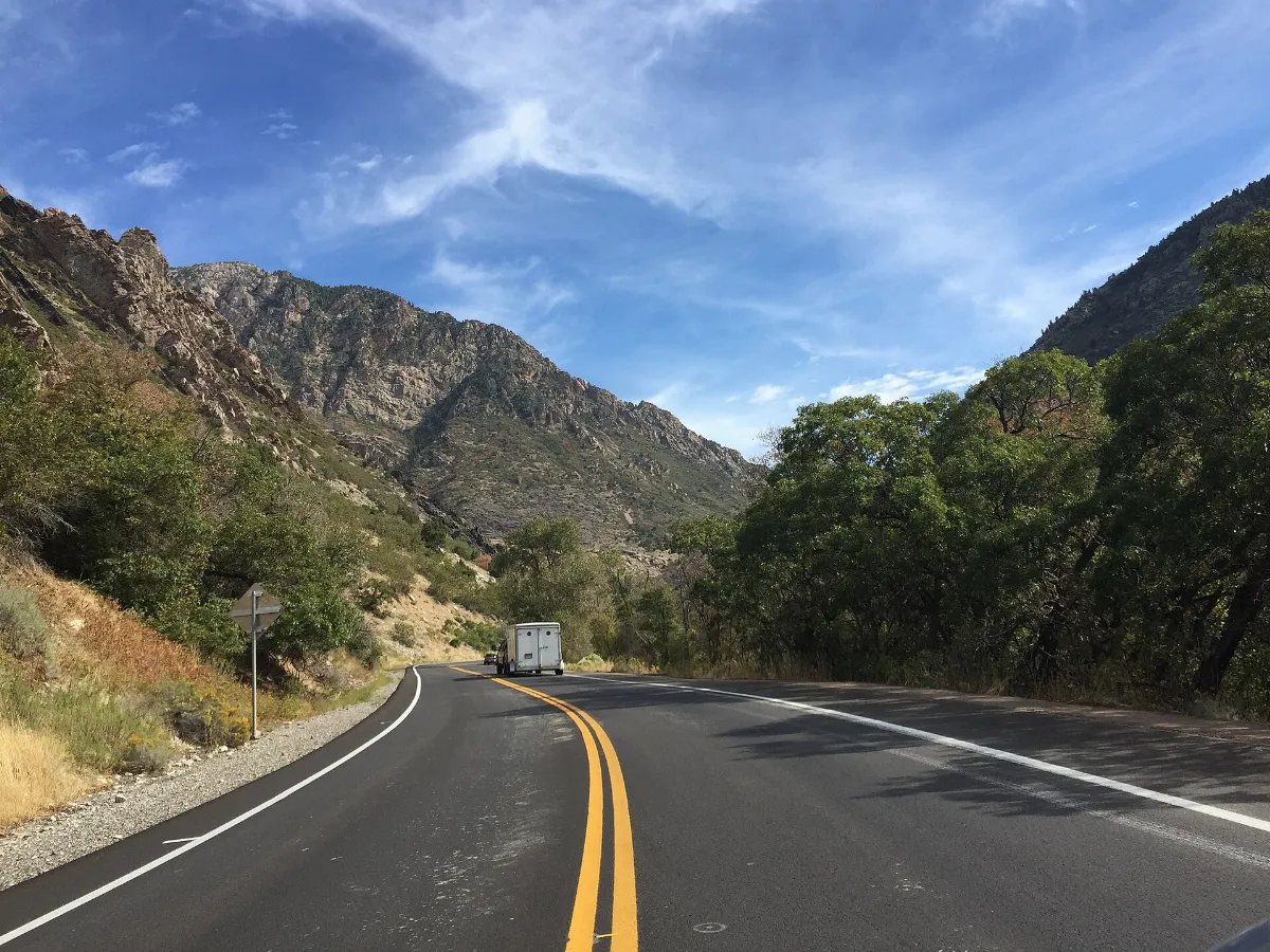 2015-09-29 11 32 24 View east along Big Cottonwood Canyon Road (Utah State Route 190) about 2.6 miles east of Interstate 215 in Cottonwood Heights, Utah