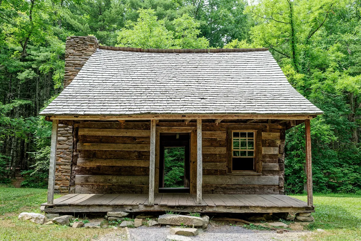 Carter Shields Log Cabin Front - Cades Cove, Great Smoky Mountains National Park - July 8, 2014