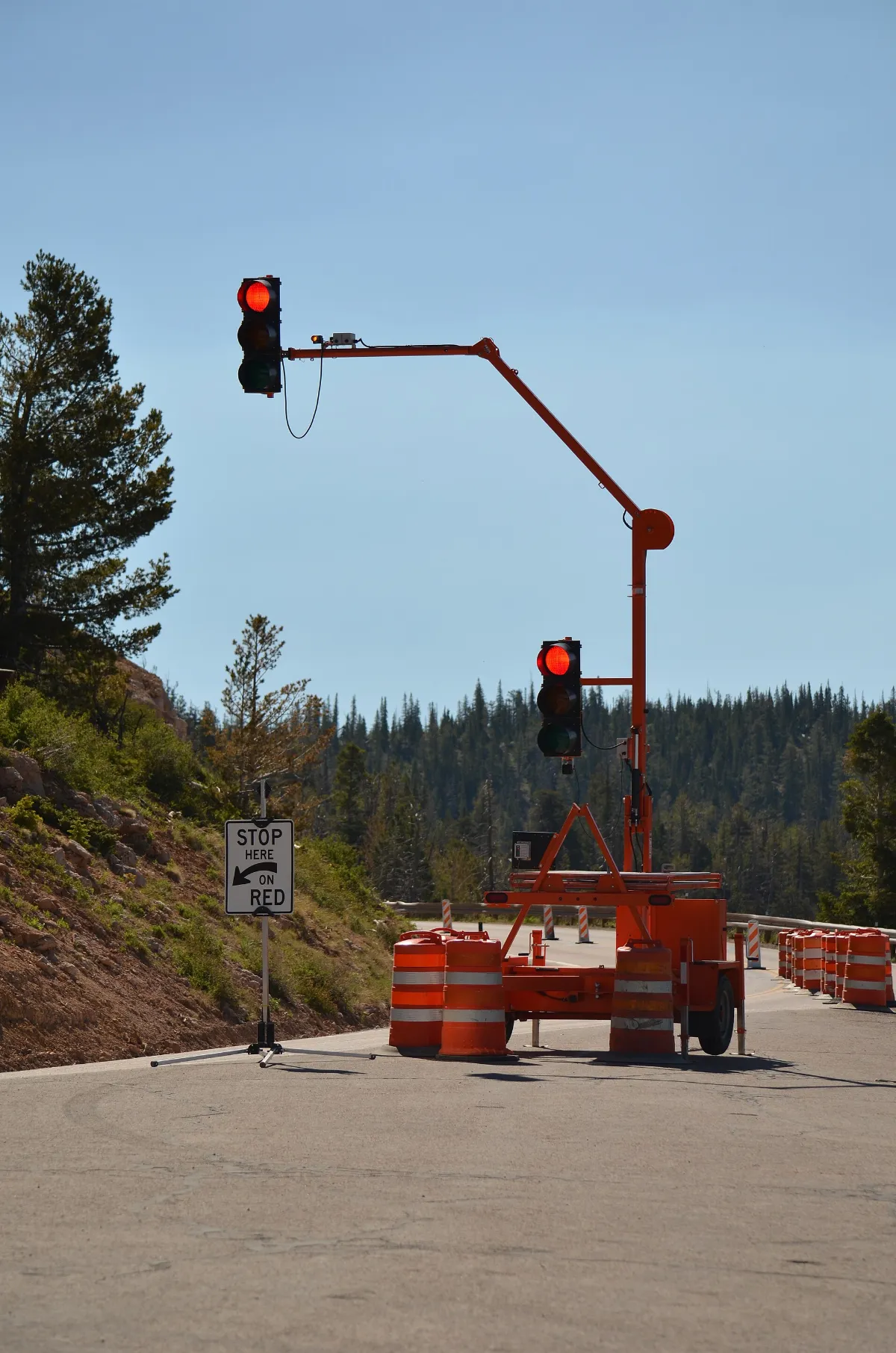 Temporary Traffic Light in Dixie National Forest