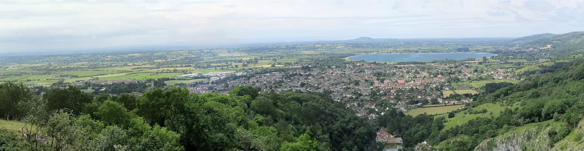 Panoramic View of Cheddar and Environs from the Cliffs of Cheddar Gorge, Somerset