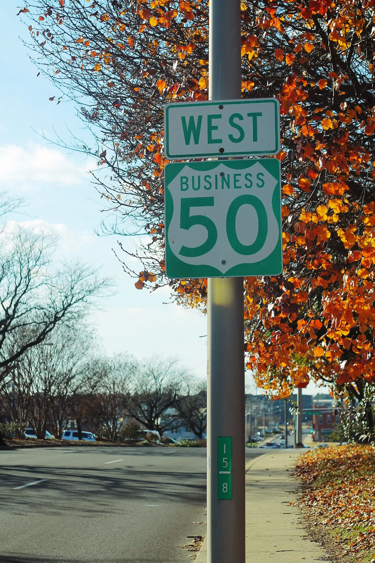 US50 West Business Green Shield - Salisbury