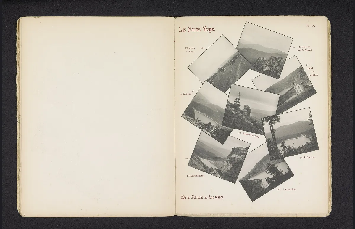Acht plekken in de omgeving van de Col de la Schlucht en Lac Blanc Les Hautes-Vosges (De la Schlucht au Lac blanc) (titel op object), RP-F-2001-7-158-9
