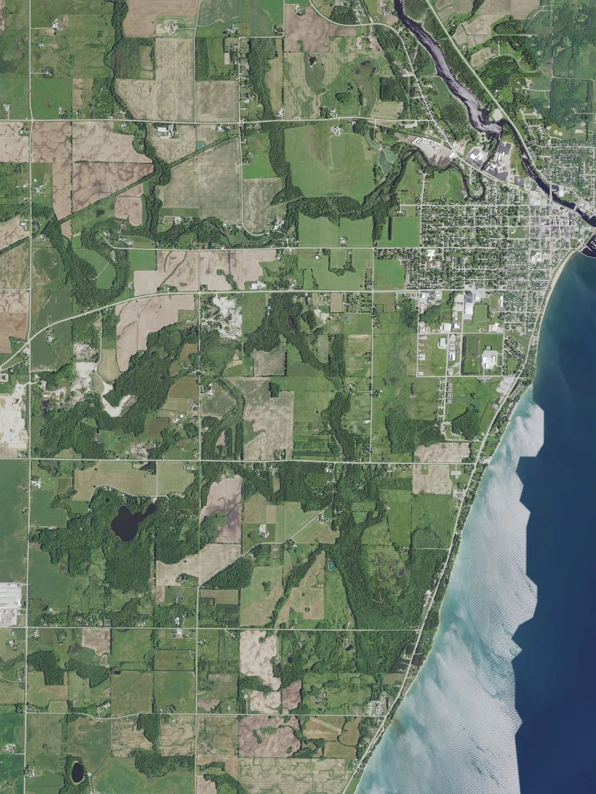 Aerial view of Algoma, Wisconsin 2020