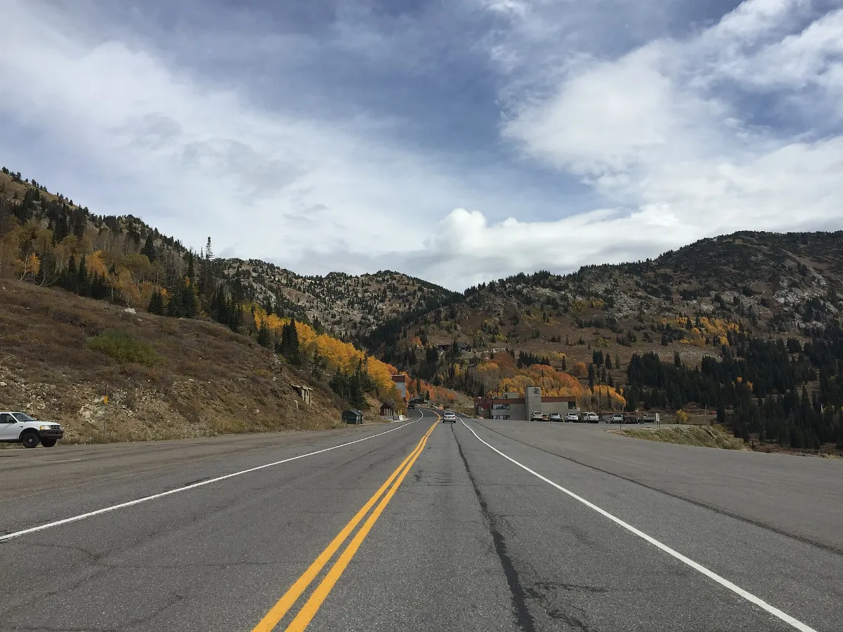 2015-09-29 12 46 25 View east along Little Cottonwood Canyon Road (Utah State Route 210) about 12.0 miles southeast of the intersection with Big Cottonwood Canyon Road (Utah State Route 190) in Salt Lake County, Utah
