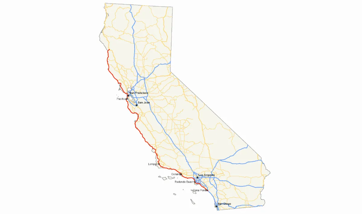 California State Route 1 map