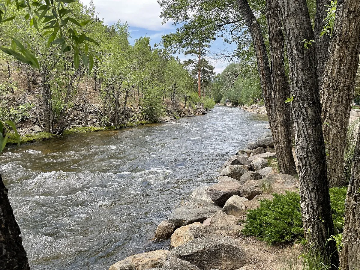Big Thompson River in Estes Park looking west