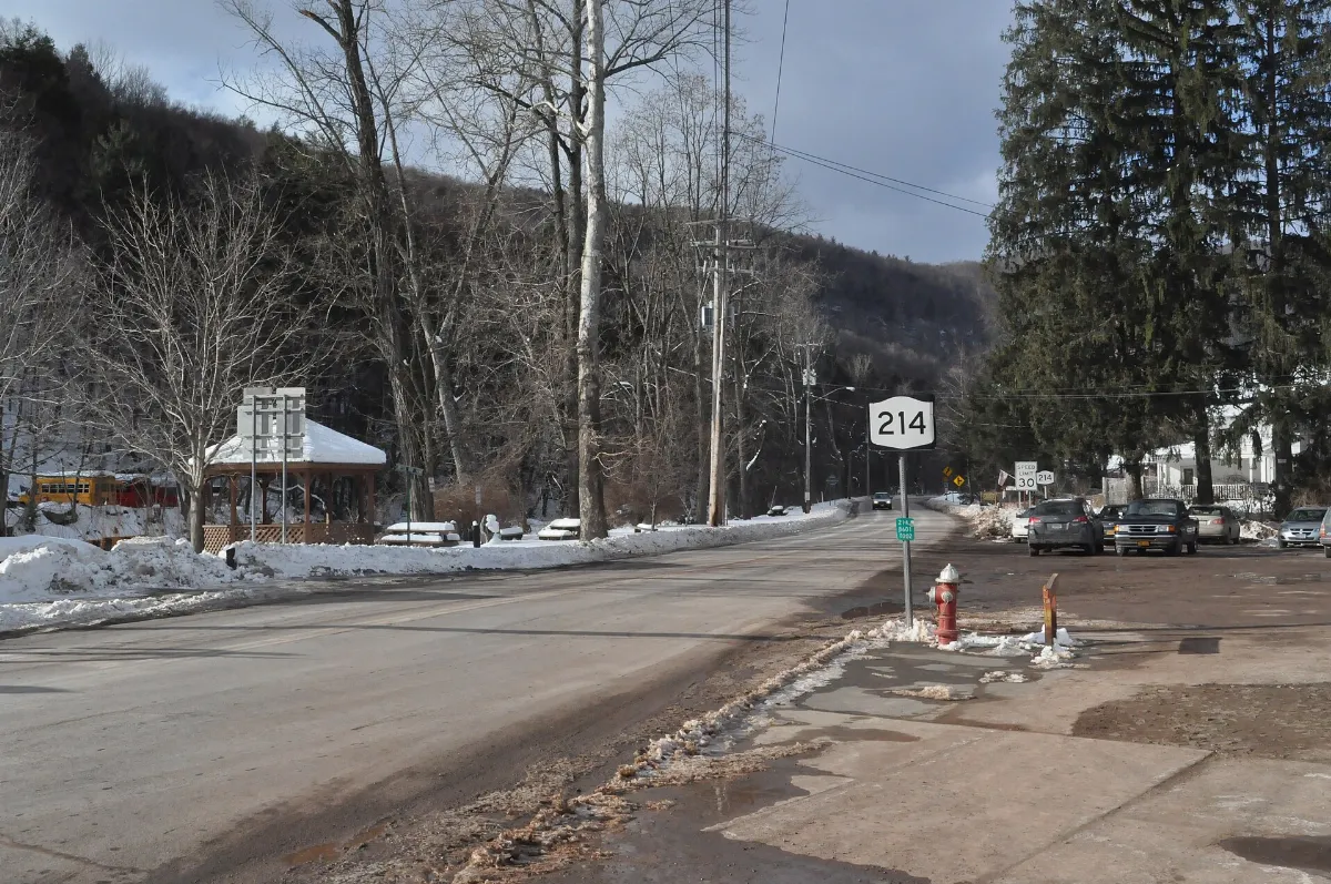 NY 214 looking north in Phoenicia, NY 2