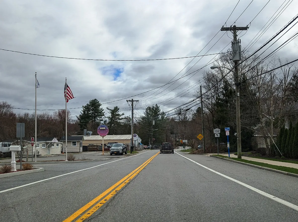 NY 132 sb past East Main Street, Shrub Oak, April 2025