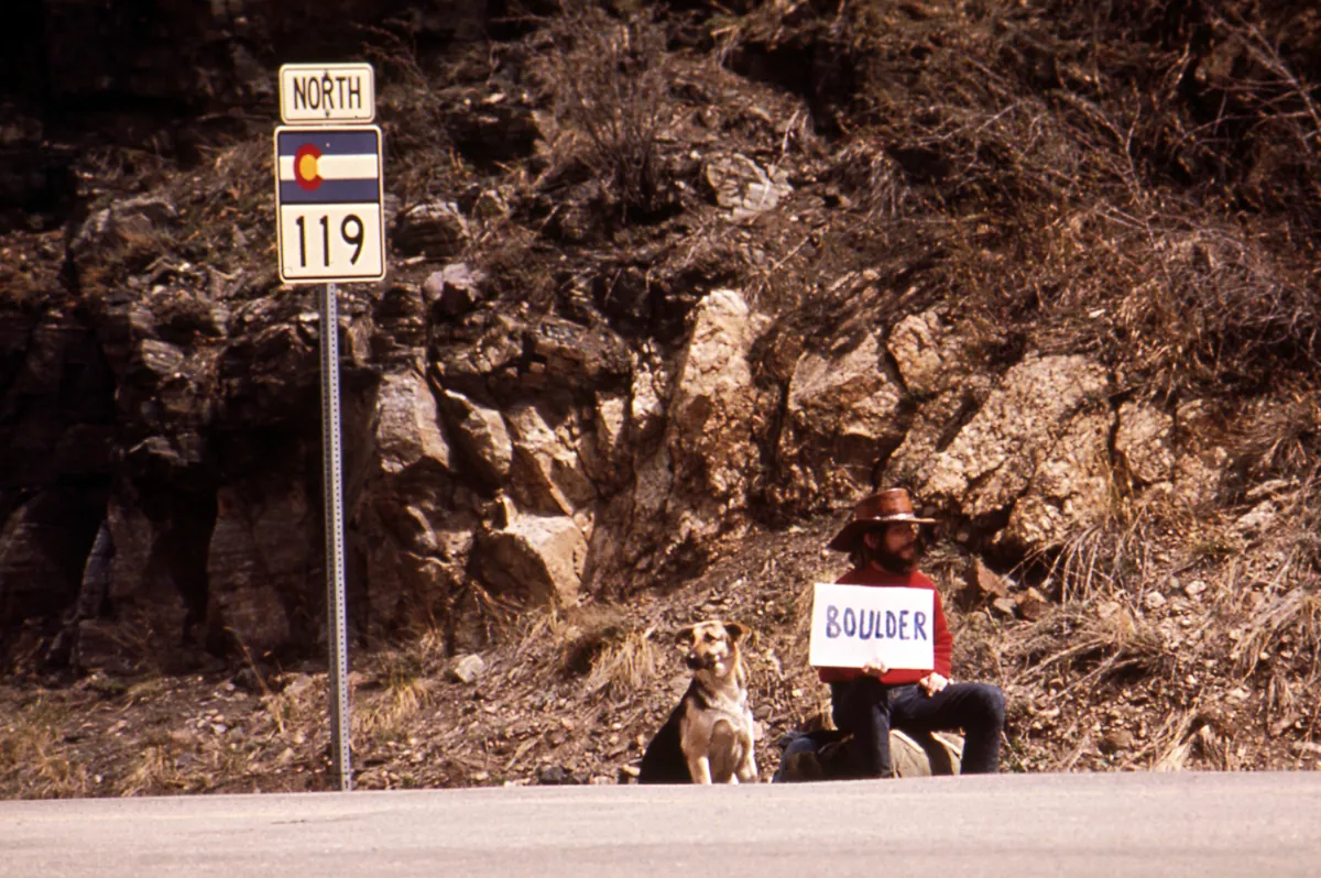 Hitchhiker waits for ride from Black Hawk to Boulder (Nara) - 544807(enhanced)