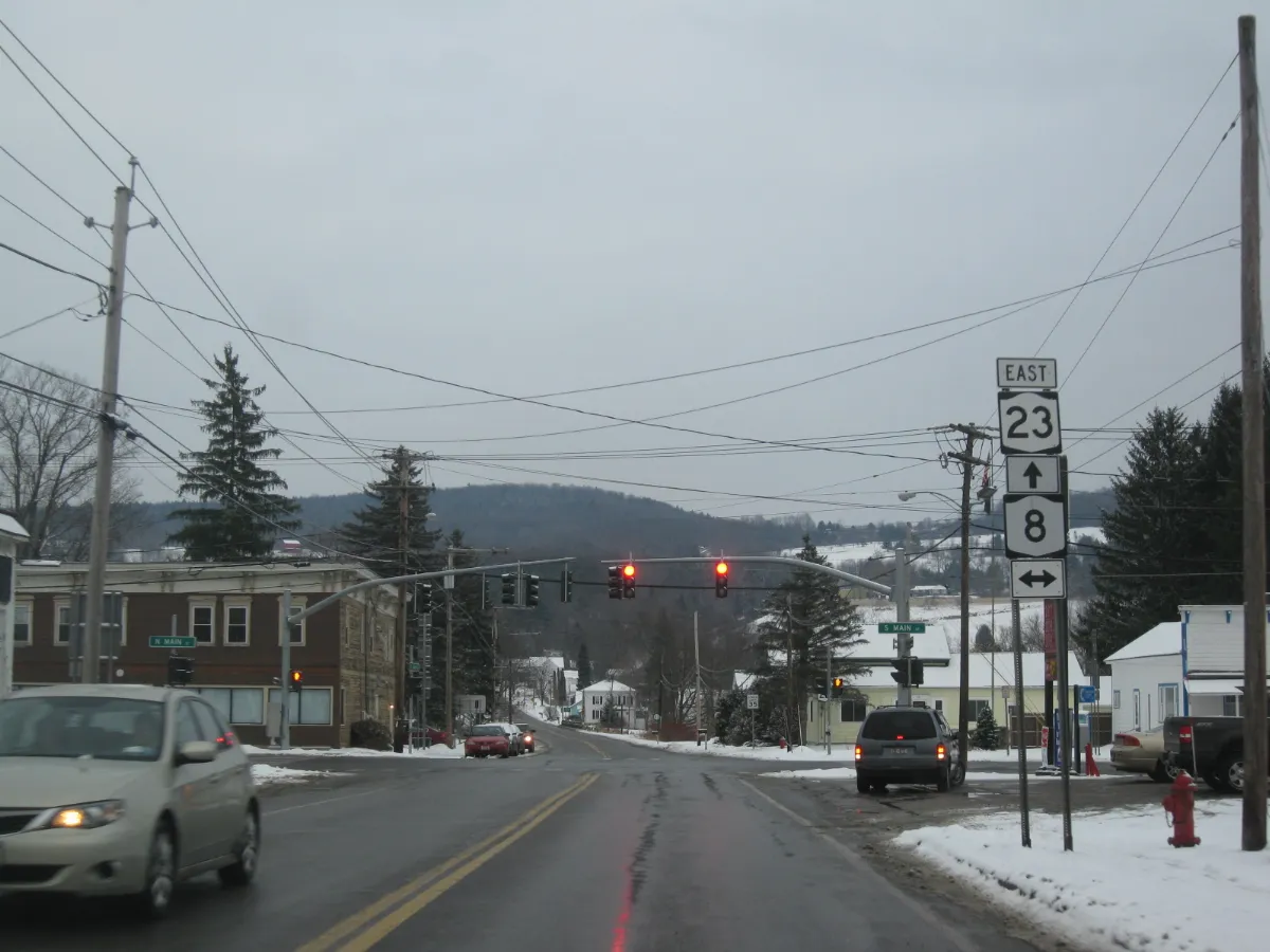 NY 23 east at NY 8