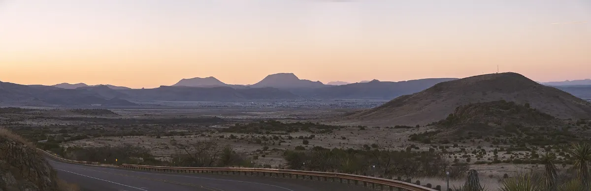 Texas State Highway 118 descending down into Alpine, Texas