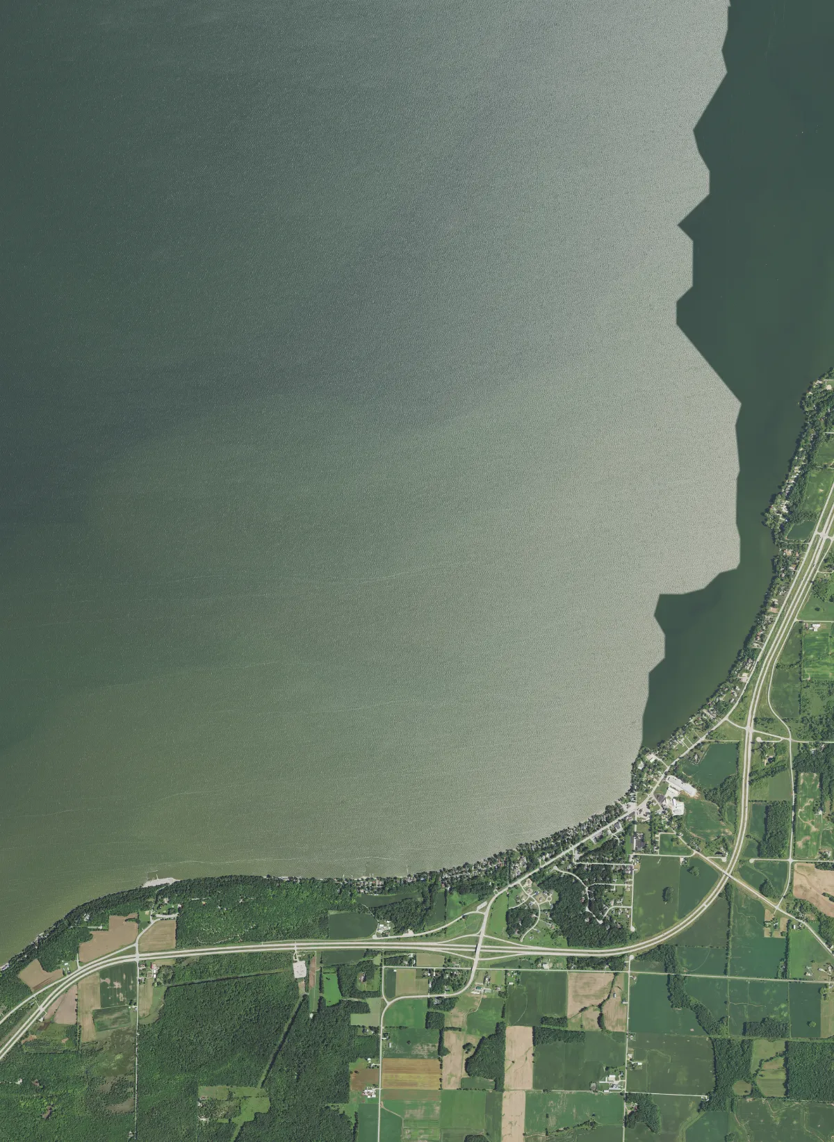 Aerial view of Dyckesville and vicinity in Kewaunee and Brown counties, Wisconsin 2020