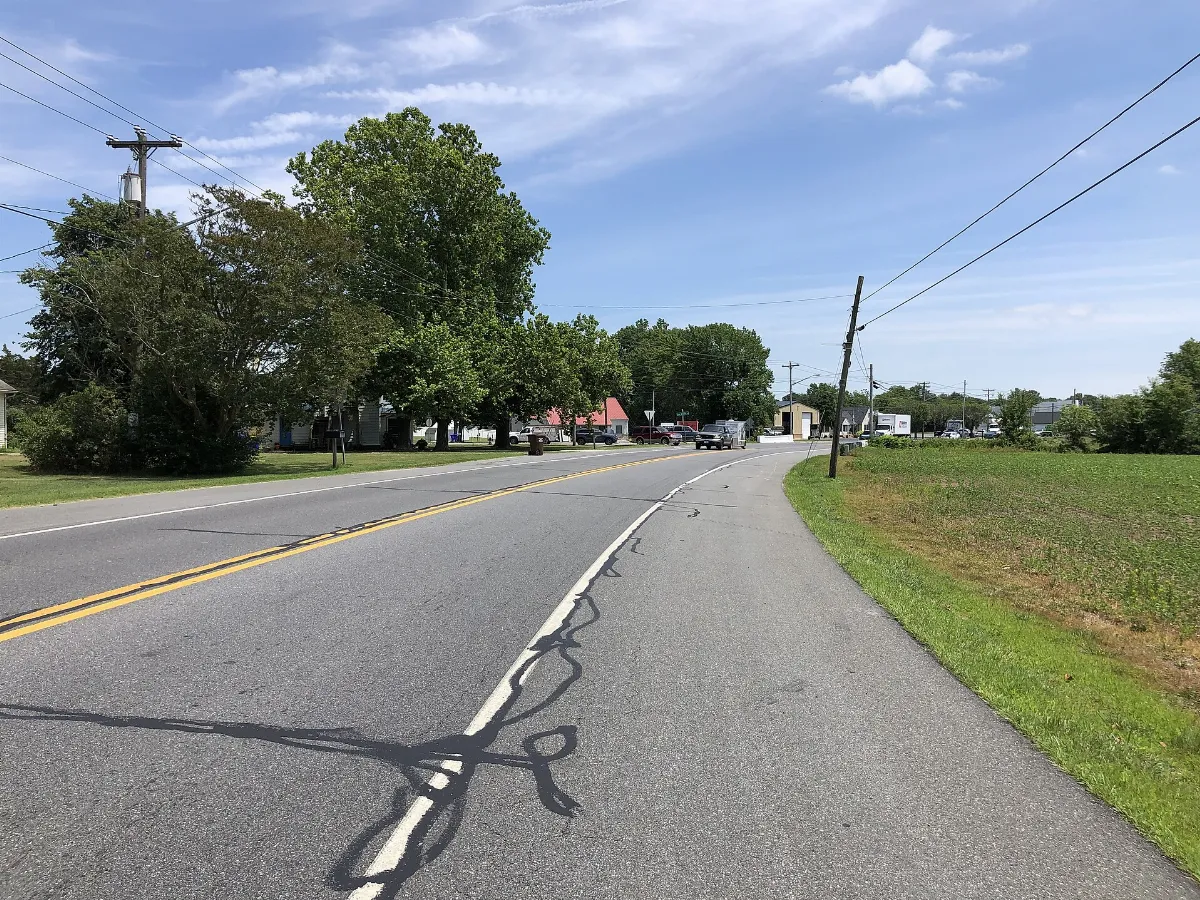 2022-07-08 13 45 12 View east along Delaware State Route 20 (Main Street) just west of Iron Branch Road in Dagsboro, Sussex County, Delaware