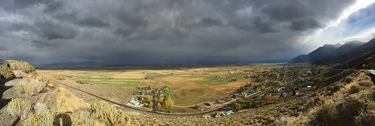 2015-10-28 15 31 51 Panorama east and south across the Carson Valley and Mottsville, Nevada from Nevada State Route 207 (Kingsbury Grade)