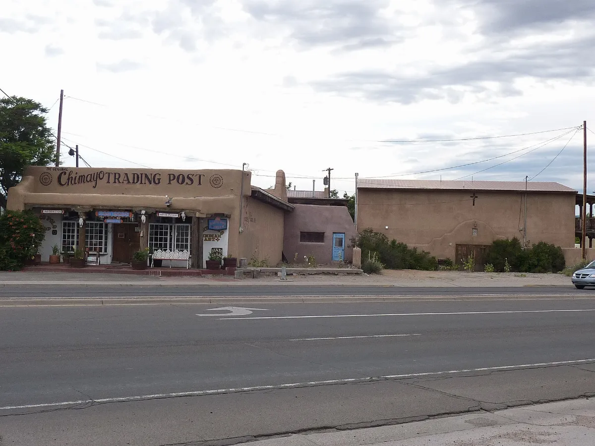 Espanola, NM, View W across Riverside Dr. the Chimayo Trading Post - panoramio