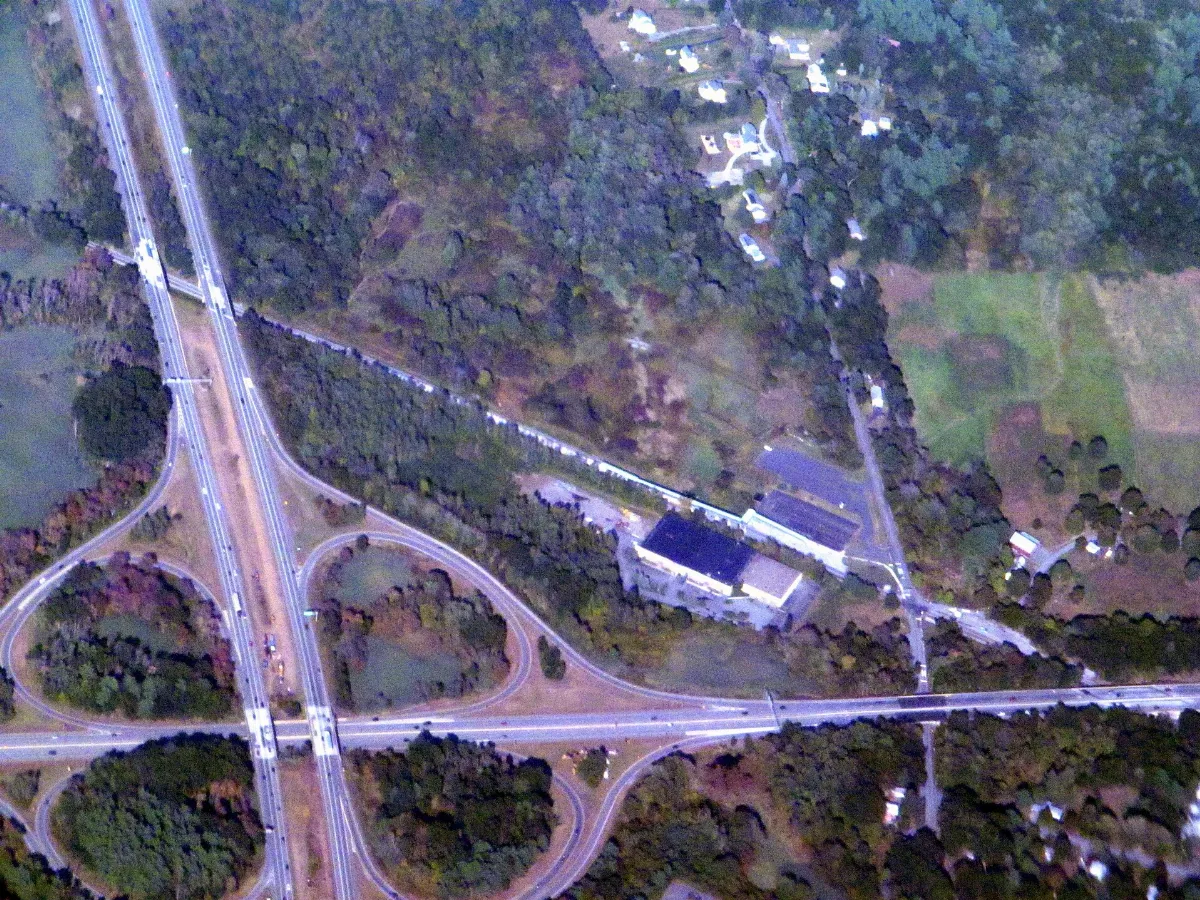 Littleton station and I-495 - Route 2 interchange aerial view