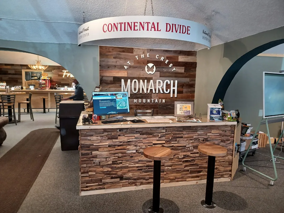 Visitor Center at Monarch Mountain at the Crest, info desk 2023-06-24