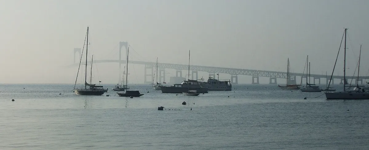 Newport Bridge in the mist, Rhode Island, USA