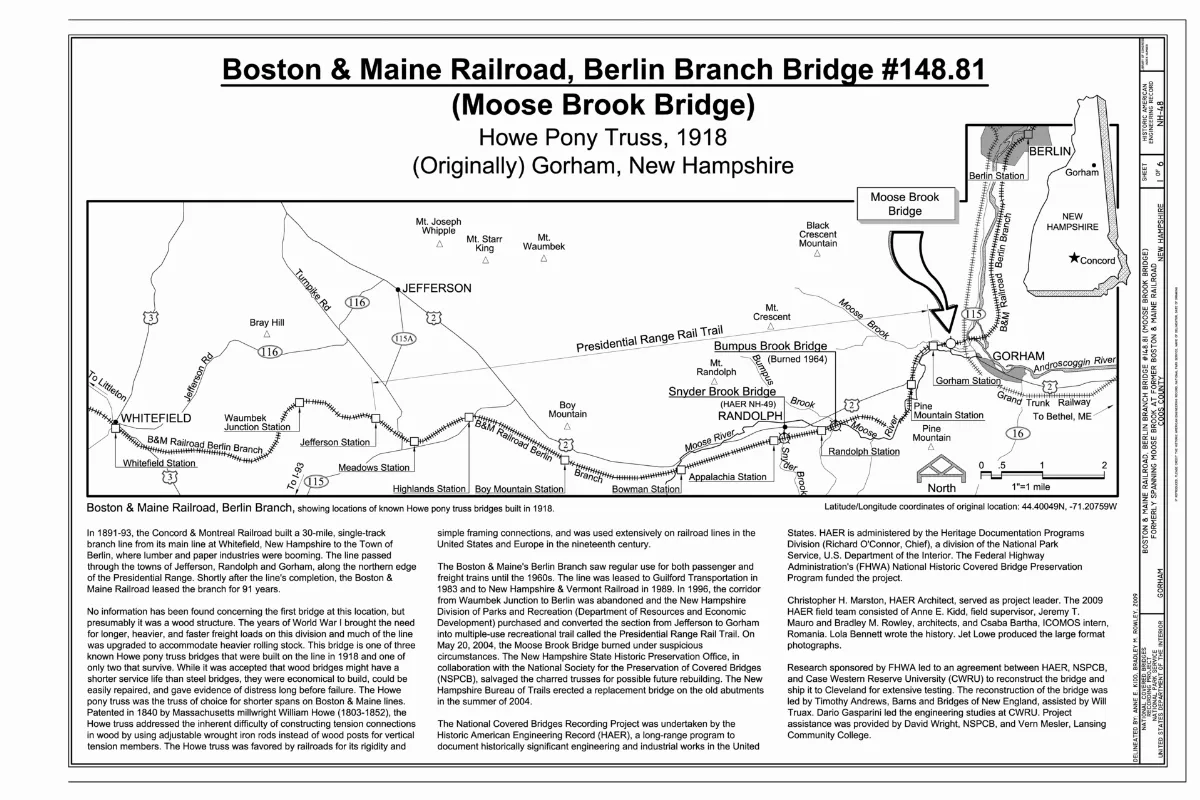 Boston and Maine Railroad, Berlin Branch Bridge -148.81, Howe Pony Truss, 1918, Title Sheet - Boston and Maine Railroad, Berlin Branch Bridge -148.81, Formerly spanning Moose Brook at former Boston and Maine Railroad, Gorham, Coos County, NH