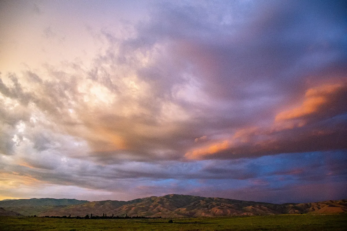 Cloudy countryside sunset
