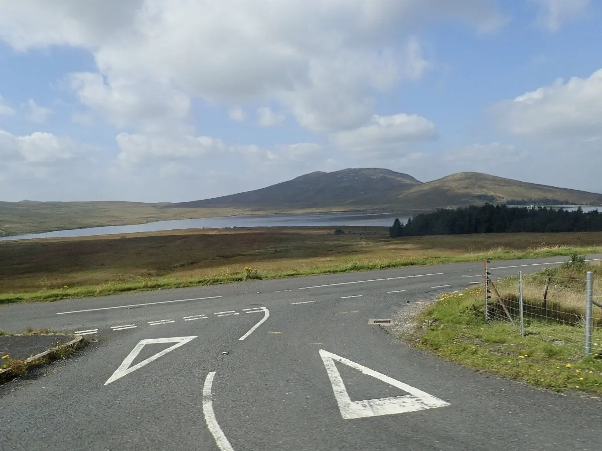 Junction of the Slievenaman and Kilkeel Roads overlooking the Spelga Reservoir - geograph.org.uk - 7879529