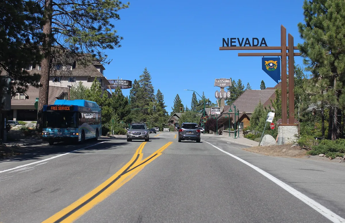 Entering Nevada At Crystal Bay