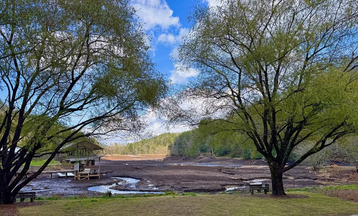 Vogel State Park's Lake Trahlyta was drained in 2026 for dam repairs 02